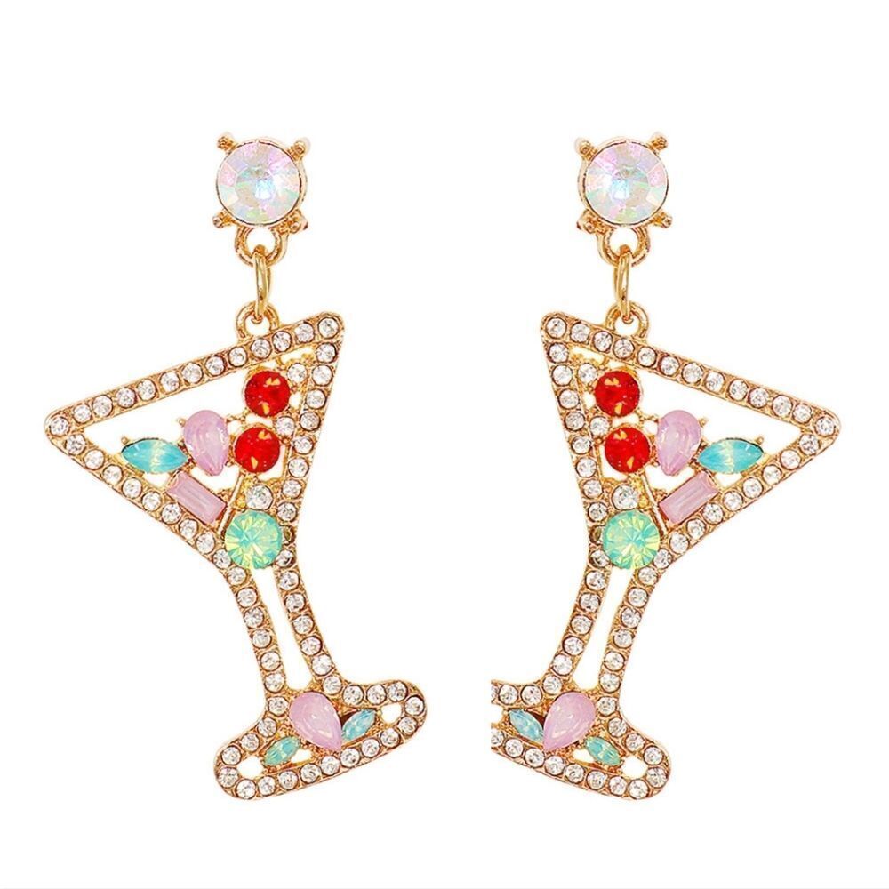 #ck2 MARTINI COCKTAIL rhinestone earrings vodka